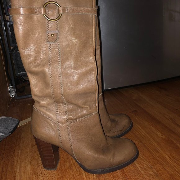 Tan, Leather Heeled Boots - Picture 4 of 8